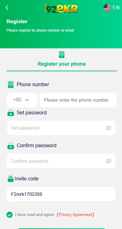 Register new earning account