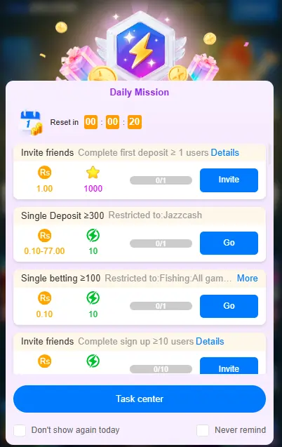 Claim free daily rewards