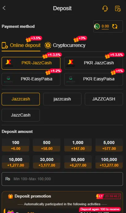 JazzCash EasyPaisa deposit