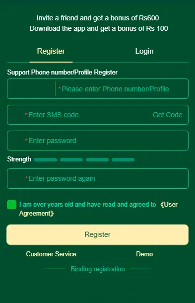 Mobile Earning App Signup