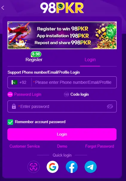 98Pkr Game download steps