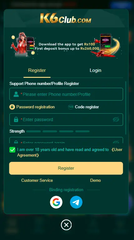 K6club Game signup steps
