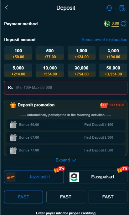 payment options PKR app