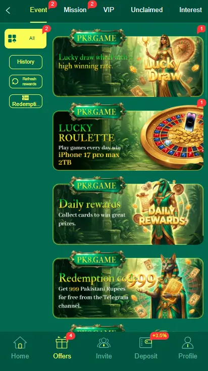 pk8 Game rewards and bonuses