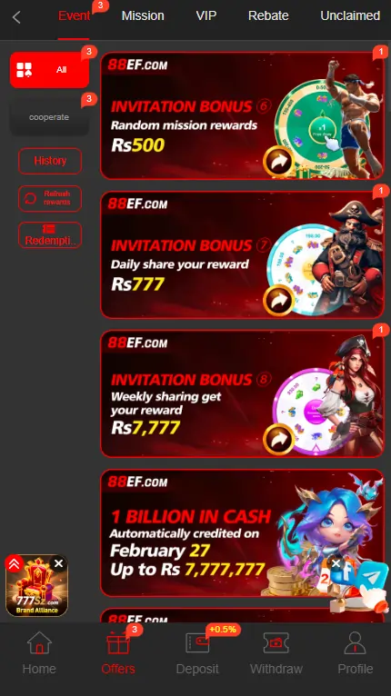 Casino bonus rewards offer