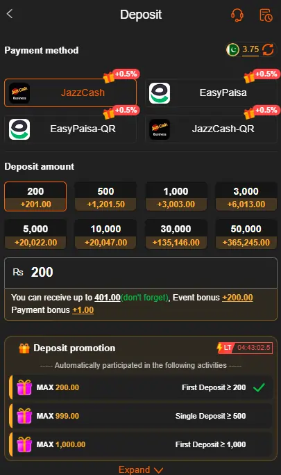 Deposit and withdraw fast PKR