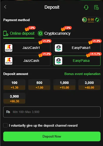 Withdraw to JazzCash quickly.