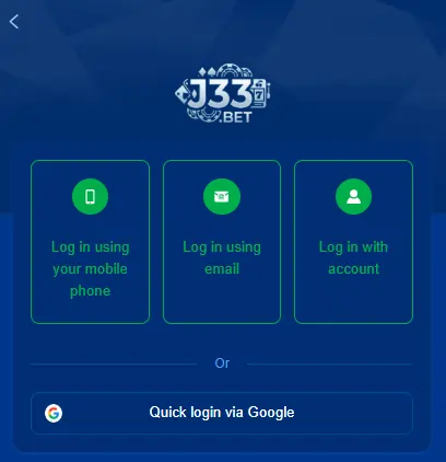 how to login j33 game app