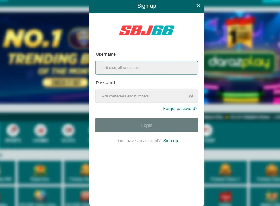sbj66 login register page
