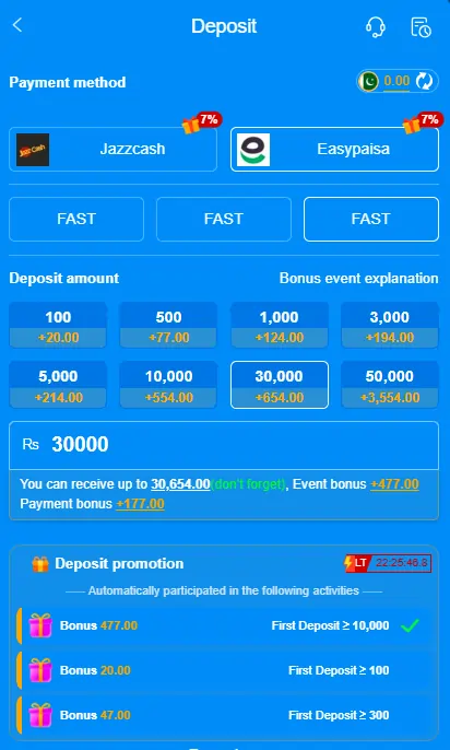 Easy deposit and withdraw options