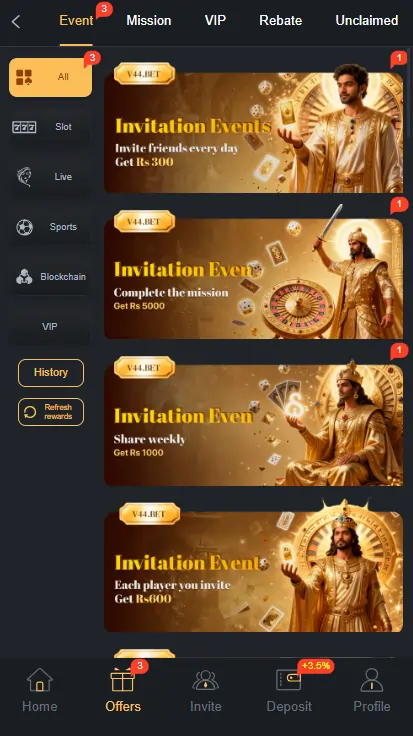 V44 Game Bonus & Reward