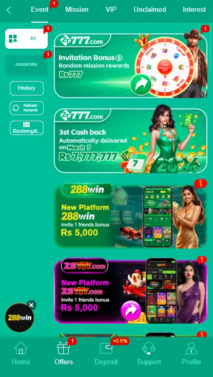 ZT777 Game Bonuses Rewards Promotion