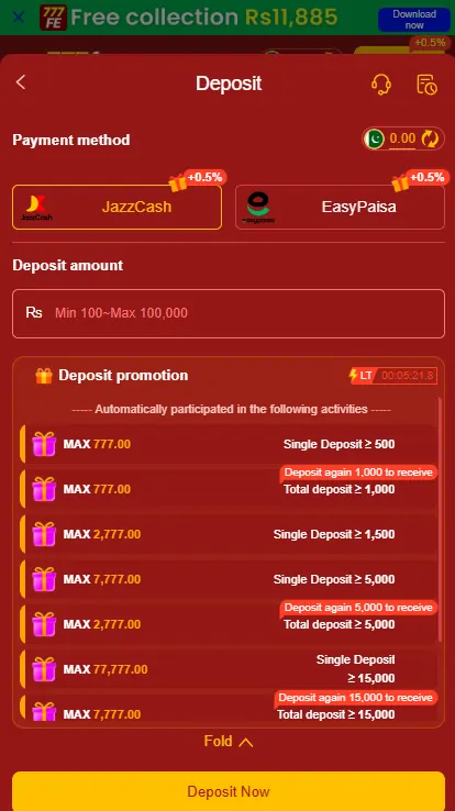 777FE Game Withdraw JazzCash