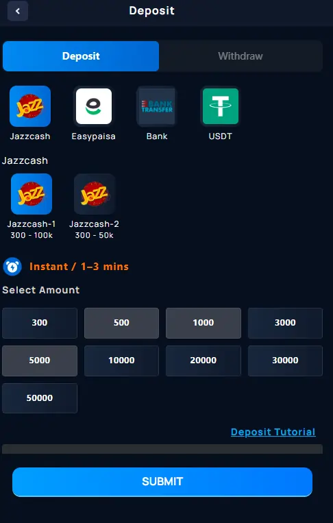 PK1 game deposit withdrawal