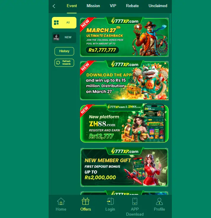 777XP Game Bonuses and Rewards Section