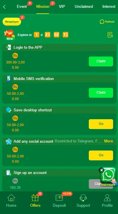 images shows Bpnuses and Rewards section in 877Bet Game