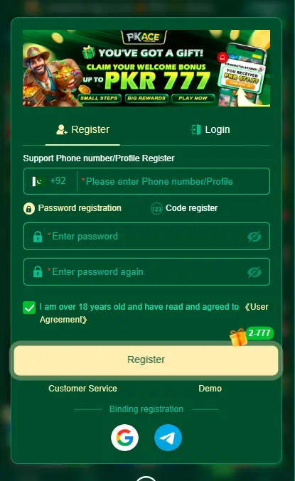 88Win Game regestration section Screenshot