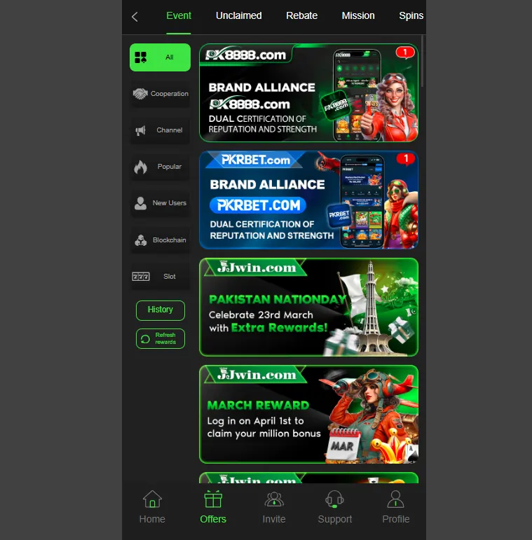 JJWin Game Daily Reward Offer