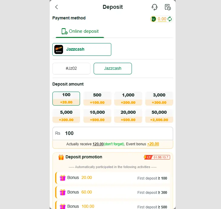 JZ777 Game Deposit and Withdrawal Details