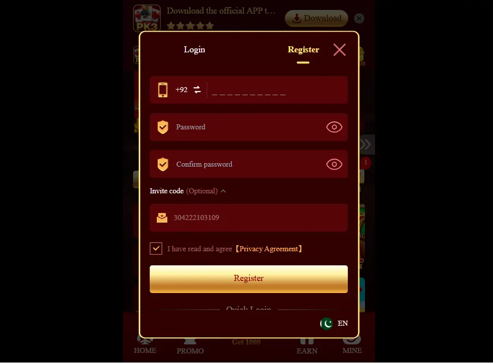 PK3 Game Login