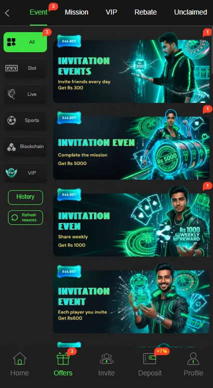 X44Bet Game Bonuses