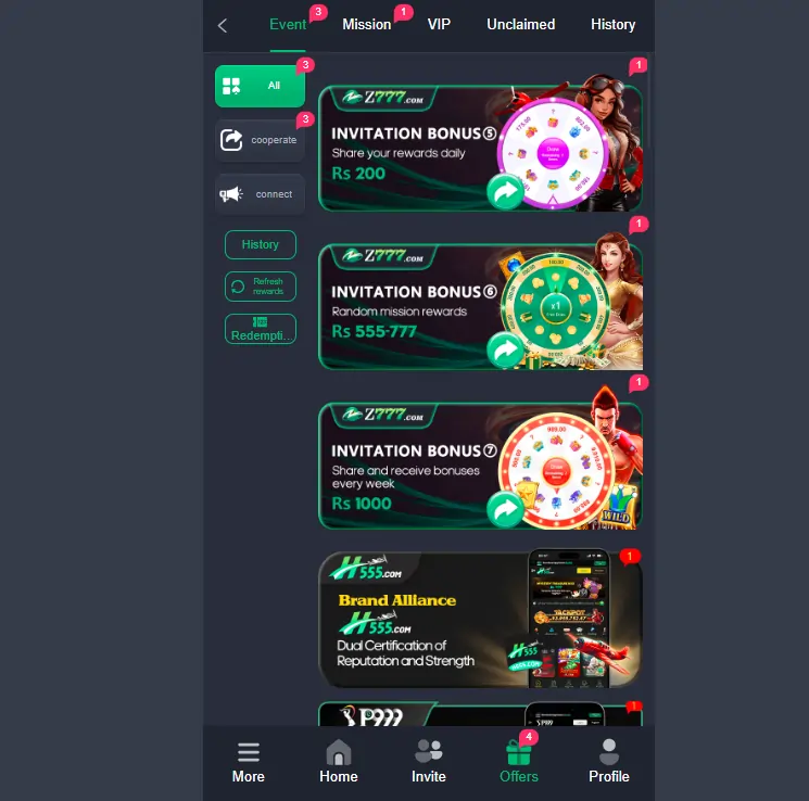 Z777 Bonuses and Rewards
