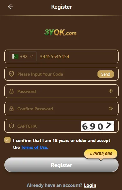 3YOK Game Login ScreenShot