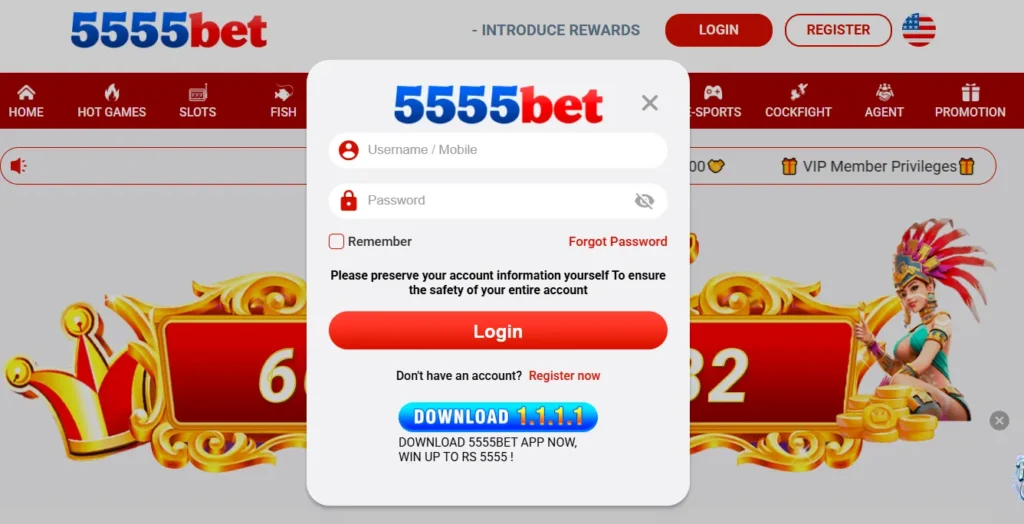 5555Bet Game Login ScreenShot