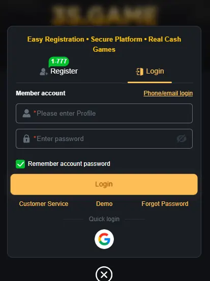 90Jili Game Login Screenshot