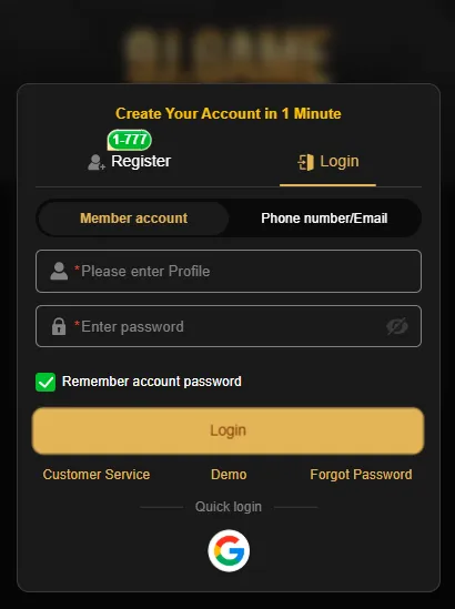 9J Game Login image