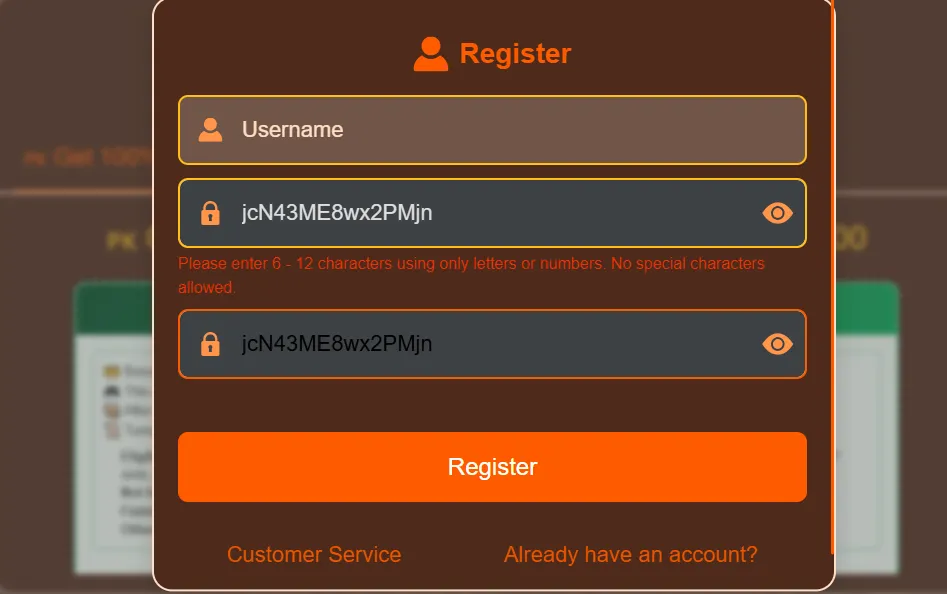 Bet888 Game Login ScreenShot