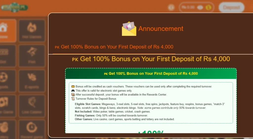 GoPkWin  Game rewards Section