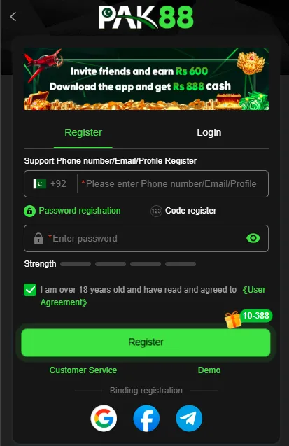 Pak88 Game Login Image