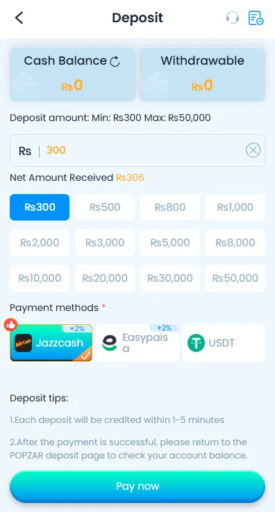 PopZar Game Game Deposite Image