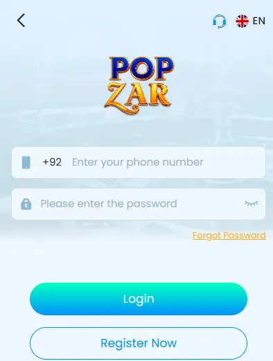 PopZar Game Login Image
