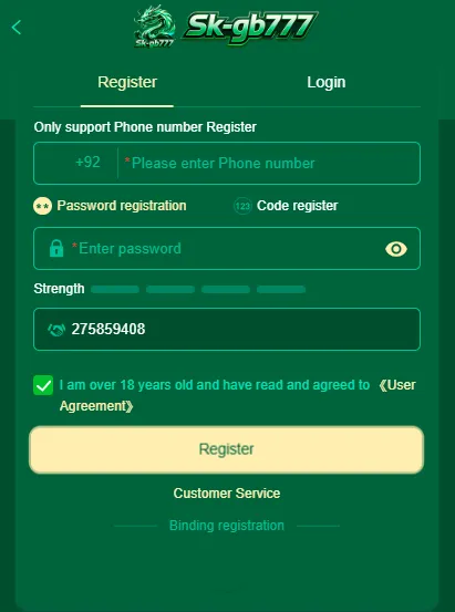 SKGB777 Game Login Image