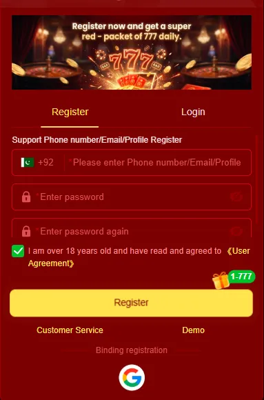 SalamBet Game Game Login Screenshot
