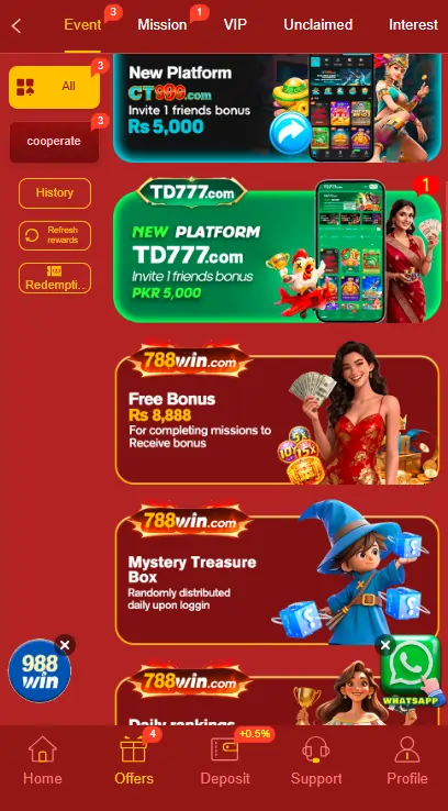 788Win Game Bonuses and rewards