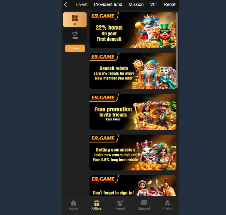 E8 Bonuses Rewards Section