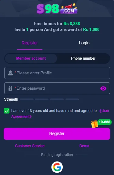 S98 game login Image