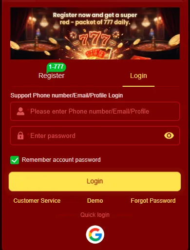 BaazPlay Game Game Login Screenshot